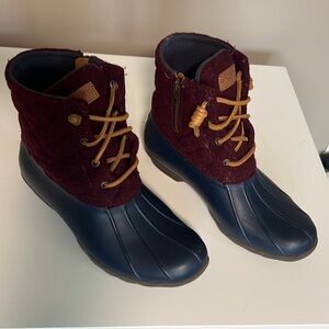 Sperry Maroon and Navy Waterproof Boots